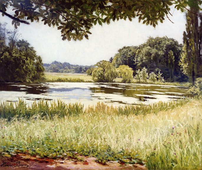 Henri Biva - A River Scene in France | MasterArt
